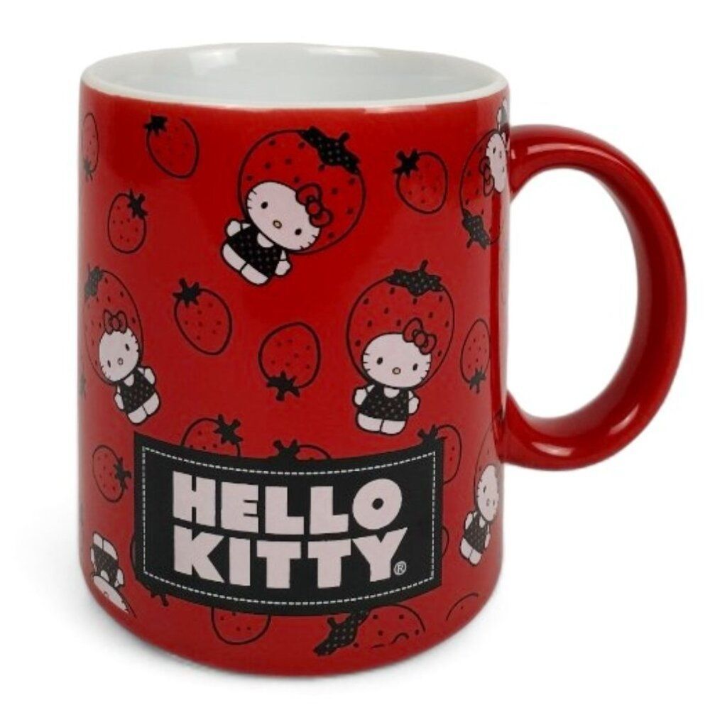 Hello Kitty Red I Love Strawberries Large Ceramic Cup Sanrio Kawaii